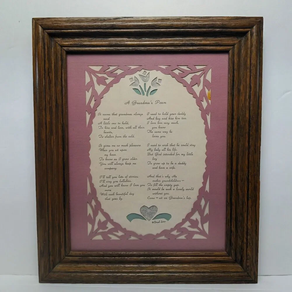 A Grandmas Poem By Carol Juer Wooden Frame Wall Hanging Decor Farmhouse Cottage